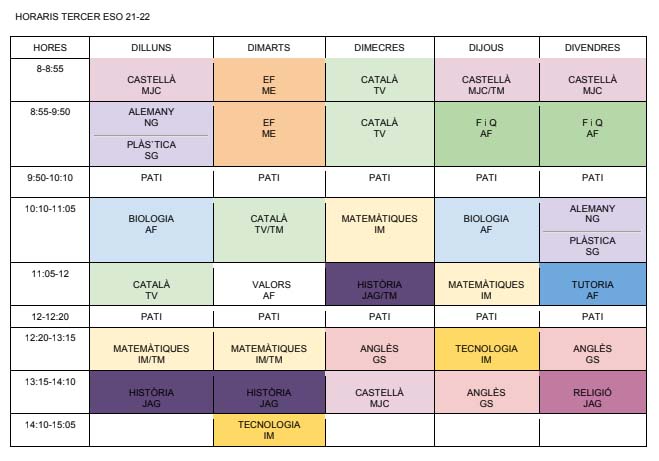 HORARI 3 ESO