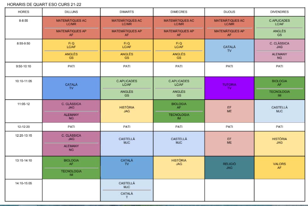 HORARI 4 ESO