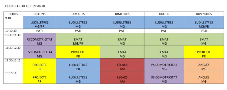 HORARI INFANTIL 3NYS
