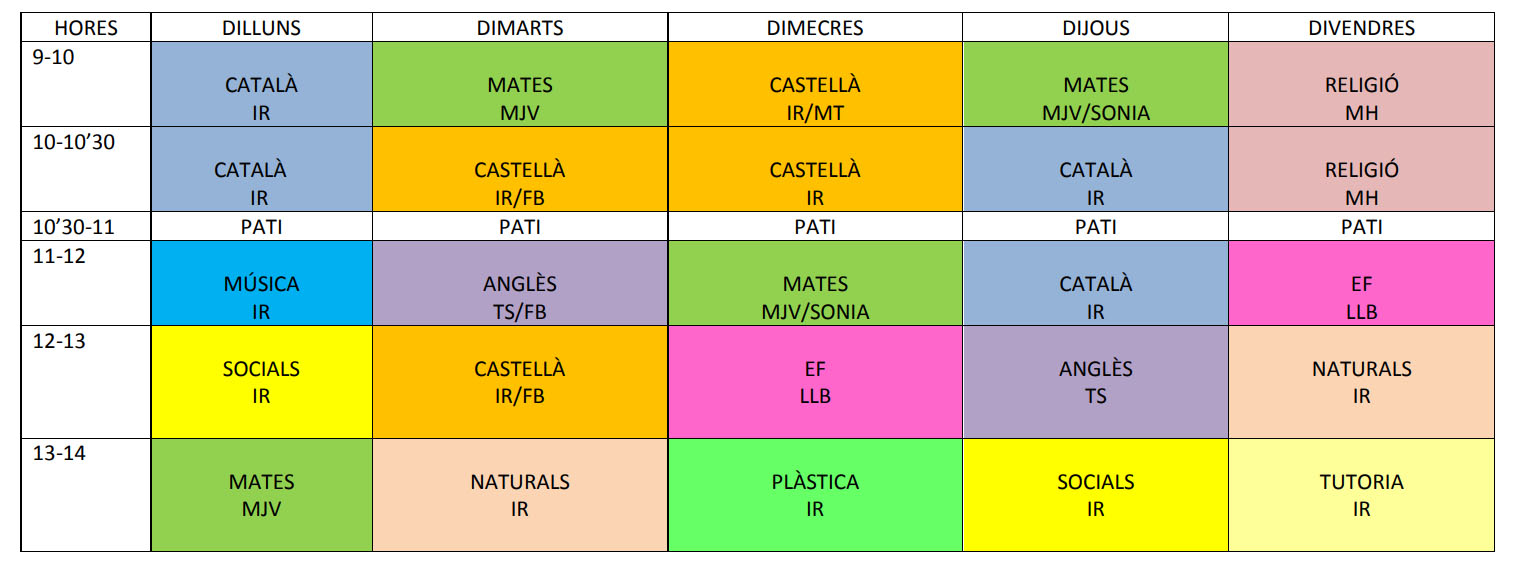 HORARI 2n EP SEPTEMBRE I JUNY 22-23